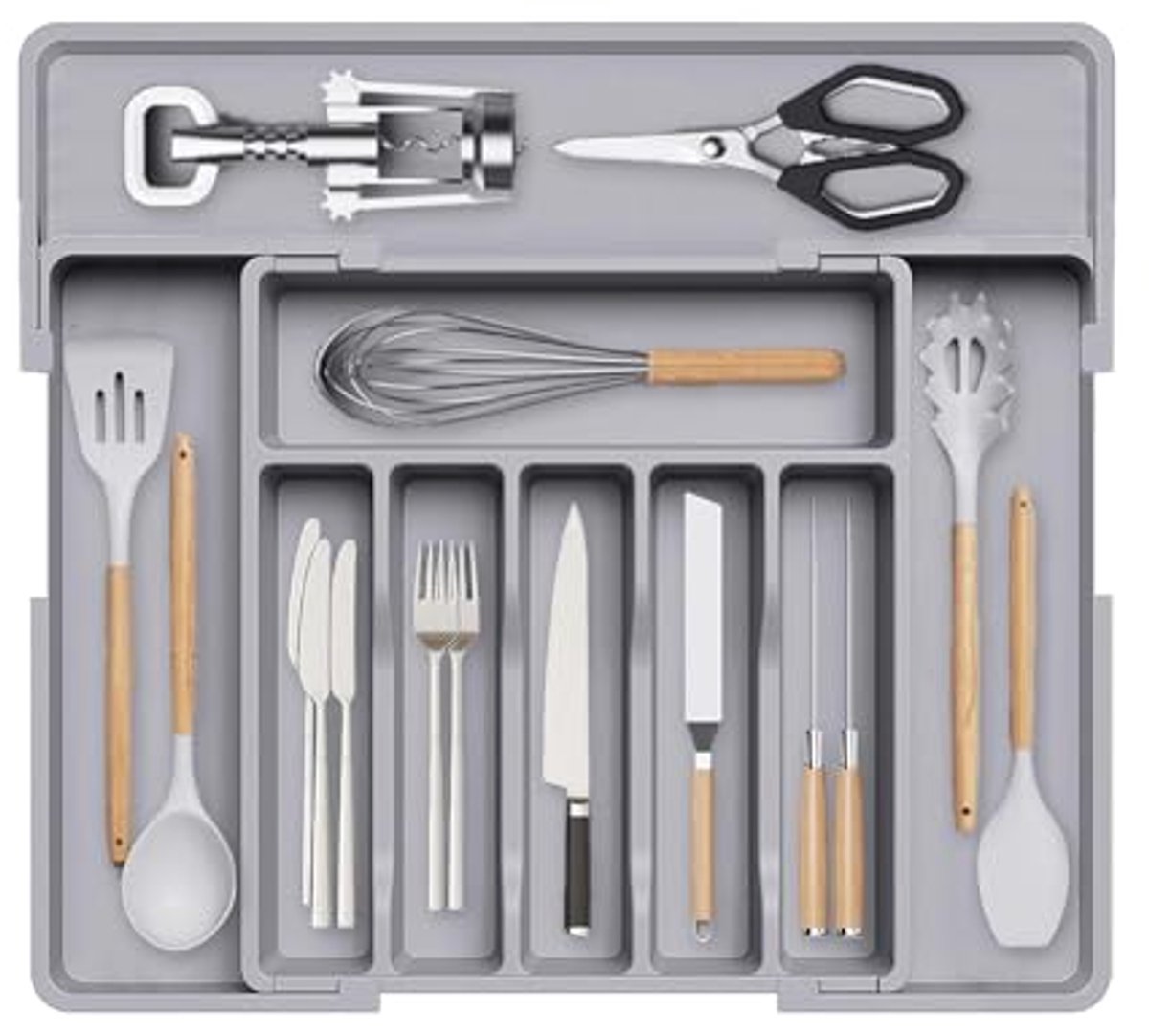 Aankliderbare Besteklade Organizer - Uitschuifbare Bestekbak voor Keukenkasten tot 56 cm