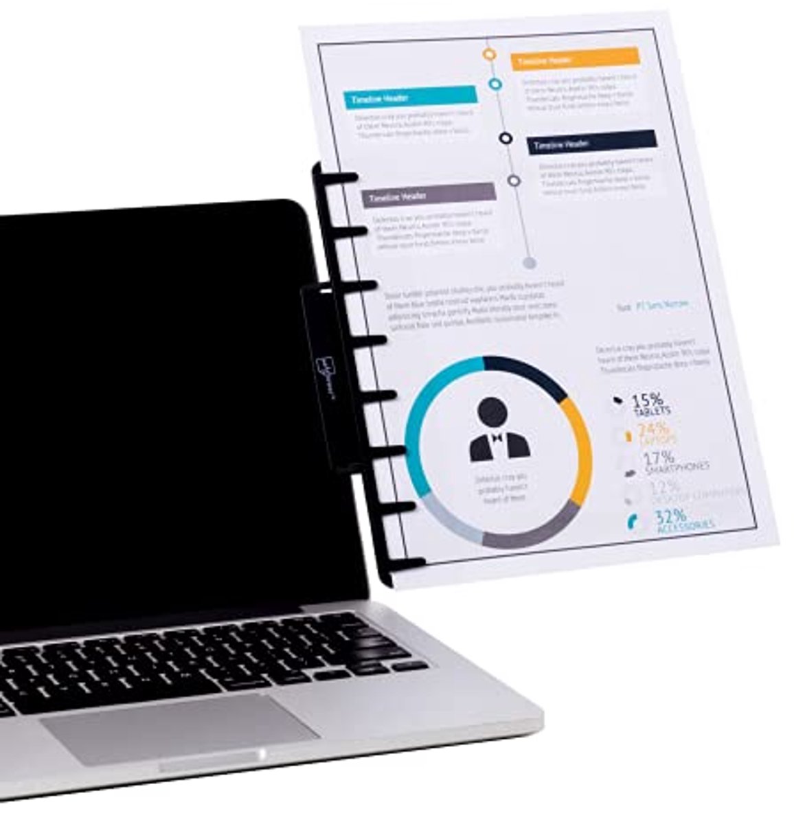 Monitorhouder Zwart - Documenthouder & Sticky Notes Organizer voor een opgeruimde werkplek
