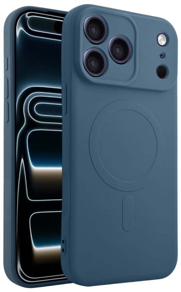 Casify Siliconen Hoesje geschikt voor MagSafe iPhone 17 Pro Max Hoesje - Blauw