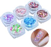 YUBBI Nagel Glitter Poeder - Nail Art Set - Holografisch - Losse Glitter - 2x6 Kleuren