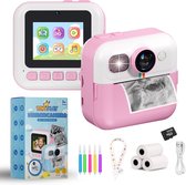 TinyPlay Kindercamera met foto printer - 48MP - Digitale Camera Kinderen - 32GB SD kaart - Full HD Foto en Video - Spelletjes - Fotoprinter - Kinder camera - Digitale kindercamera - Roze
