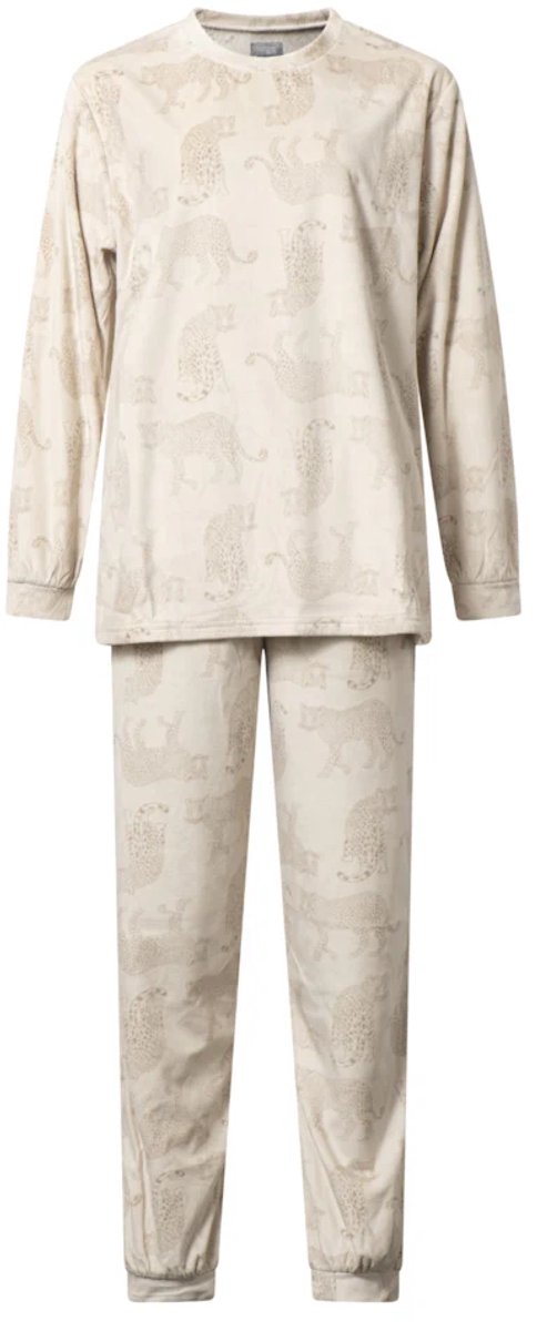 Cocodream Quality Cocodream dames pyjama - velours fleece - Panter - zand Zand, panter