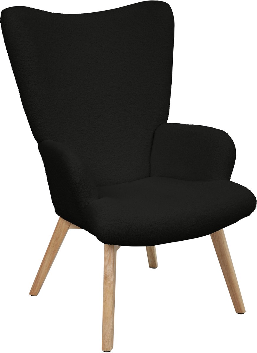 SVITA OLAV fauteuil - oorfauteuil loungestoel relaxfauteuil met armleuningen hoge rugleuning modern comfortabel robuust woonkamer slaapkamer eetkamer zwart