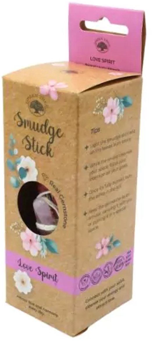 Smudge stick met edelsteen 'rozenkwarts', Green Tree