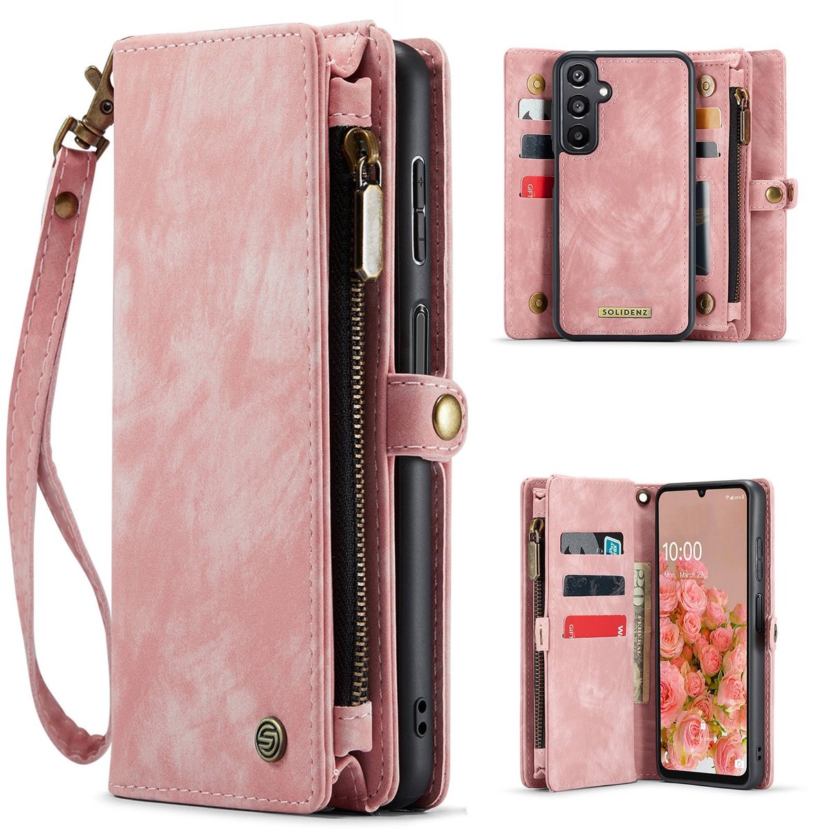 Solidenz Hoesje - Geschikt voor Samsung Galaxy A16 - Urban Wallet - Roze