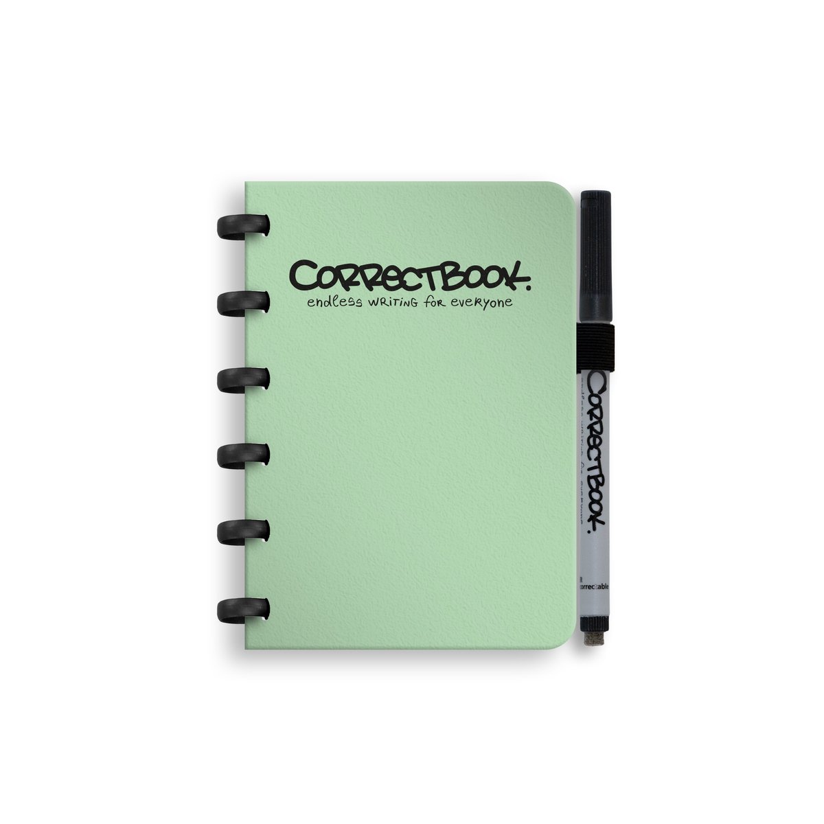 Correctbook a6 uitwisbaar notitieboek - misty mint - gelinieerd - herbruikbaar schrift - inclusief pen & wisdoekje - aanvulbaar met extra pagina's
