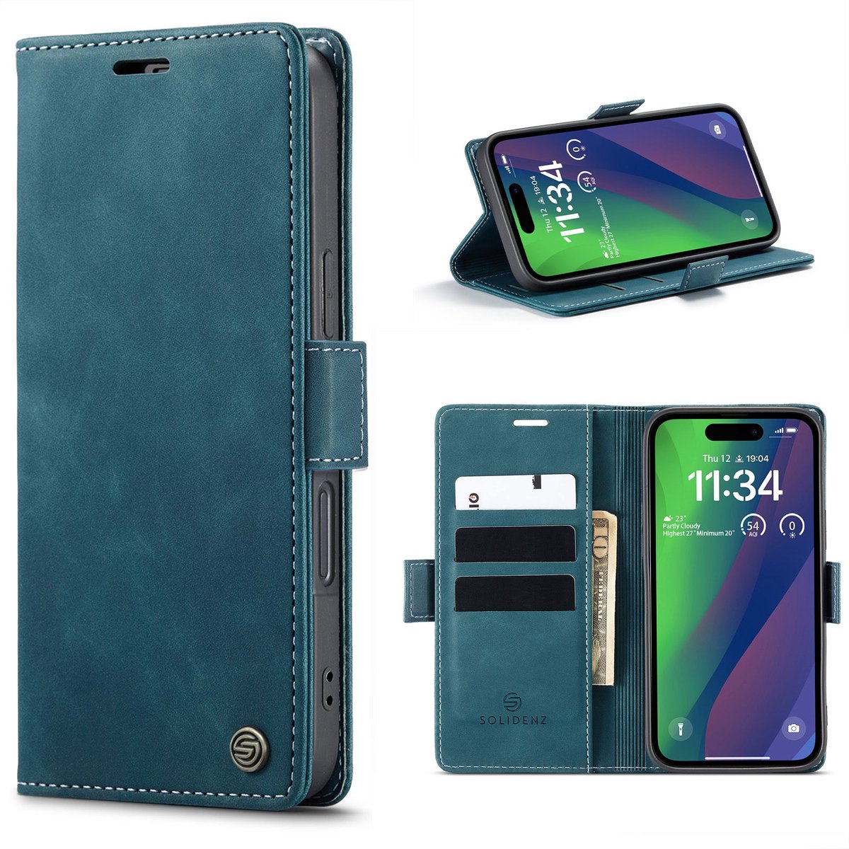 Solidenz Hoesje - Geschikt voor iPhone 17 - Urban Book - Blauw