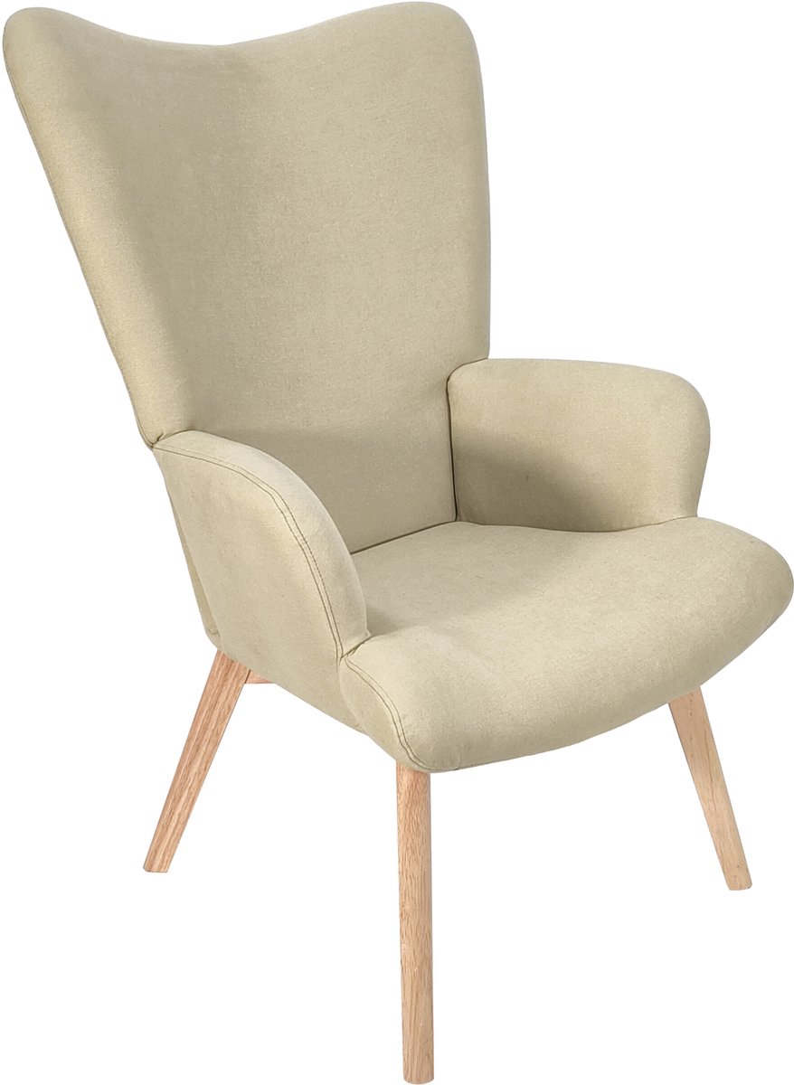 SVITA OLAV fauteuil - oorfauteuil loungestoel relaxfauteuil met armleuningen met hoge rugleuning modern comfortabel robuust woonkamer slaapkamer eetkamer beige