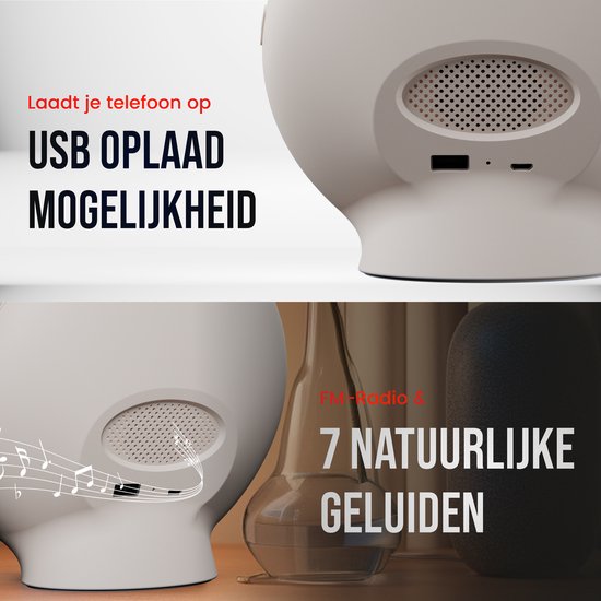 DistinQ Wake-Up Light – Wekkerradio met dubbele wektijd – Slaaphulp met USB aansluiting