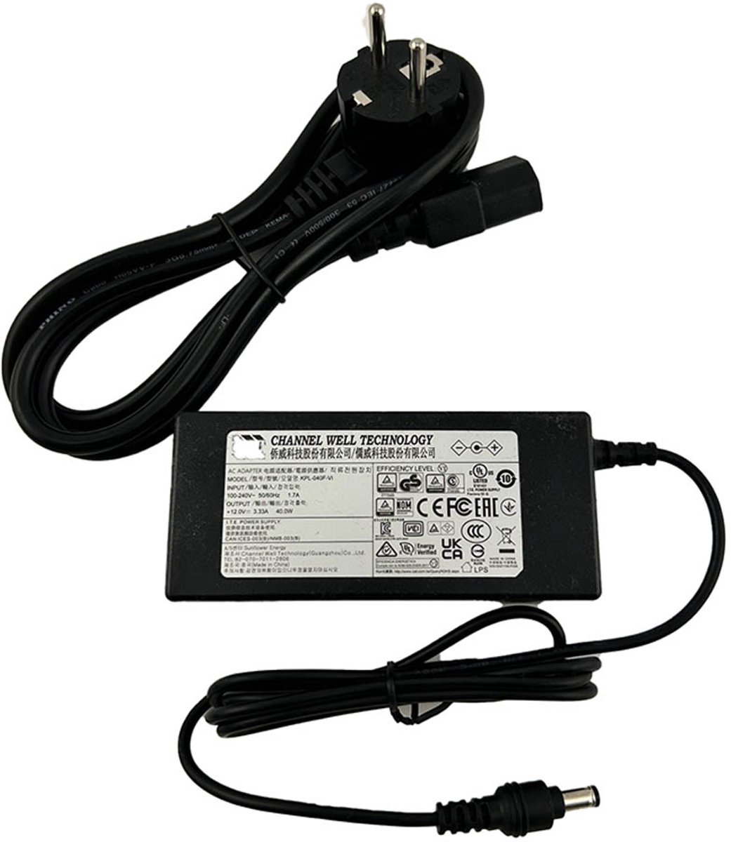 Channel Well Technology - CWT - Adapter - KPL-040F-VI - 12V 3.33A - DC plug - Inclusief Stekker