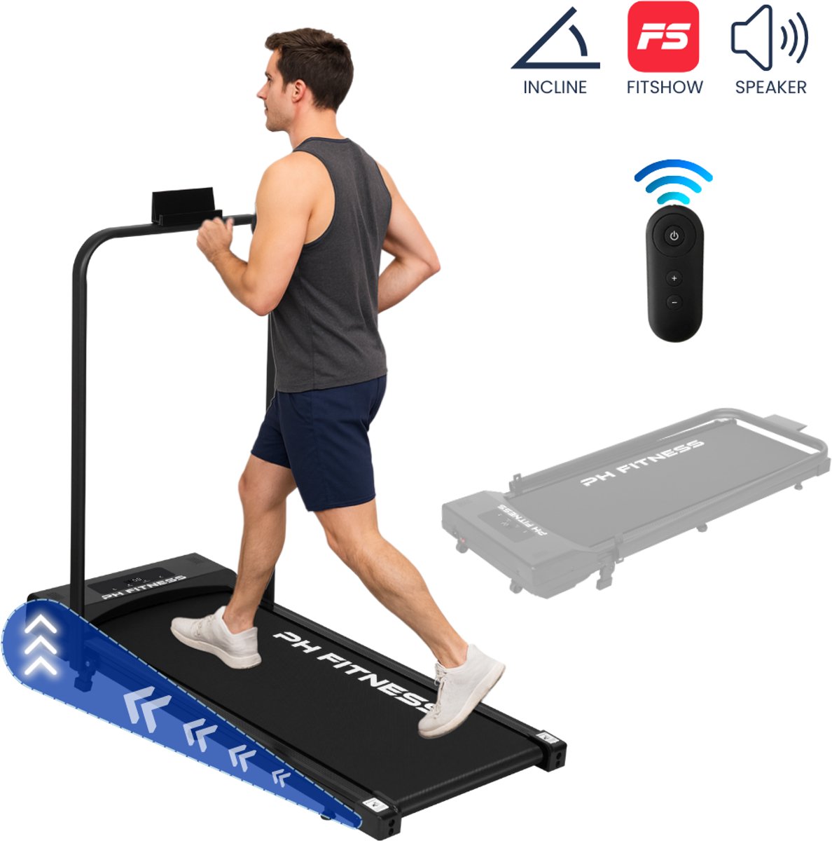 PH Fitness Loopband - Incline & Handmatige Helling - Black /