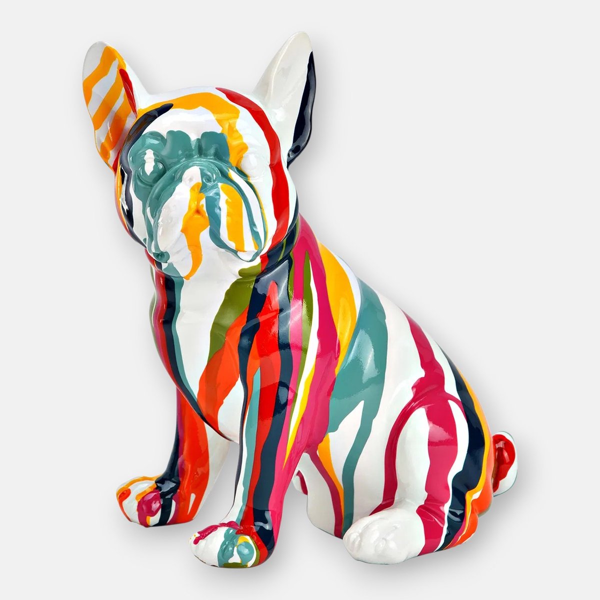 Drippy Beeldje Hond | French Bulldog | Handbeschilderd | 20 cm hoog