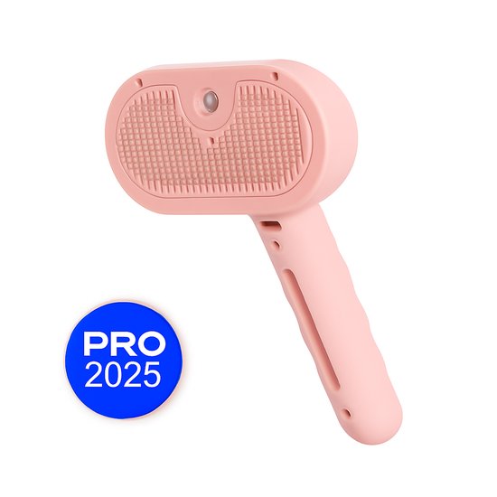 Stoomborstel voor katten, stoomborstel voor huisdieren, stijltang voor kitten met stoom, USB-oplaadbare dierenhaarborstel, met mist en ontgrendelingsknop