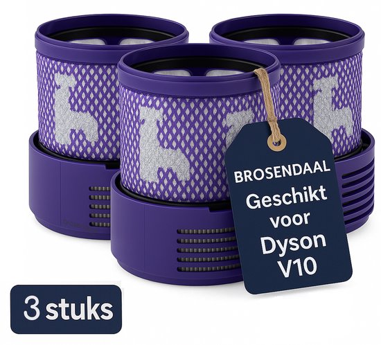 Brosendaal Filter geschikt voor Dyson Cyclone V10 stofzuiger filter – SV12 | SV27 – Wasbaar en Herbruikbaar – 3 stuks