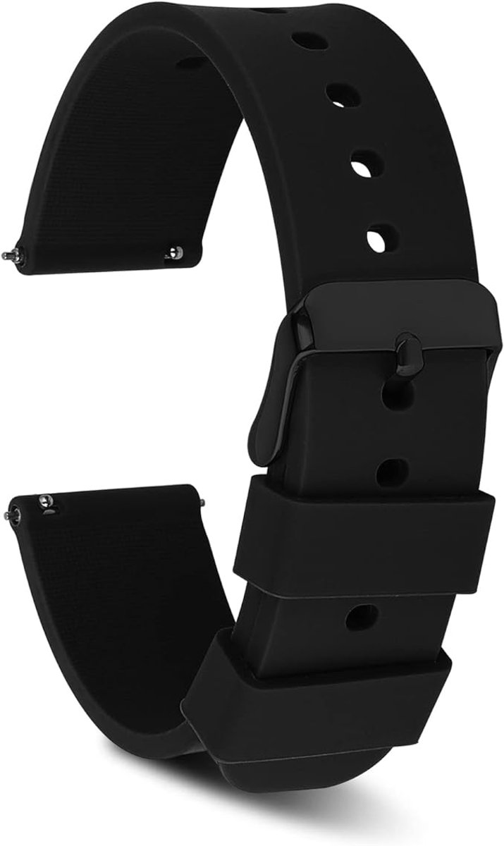 Horlogebandjes van siliconen, waterdichte zachte rubberen reserveriemen met snelsluiting met verzilverde roestvrijstalen gesp, smartwatch-straps, sporthorloge-armbanden