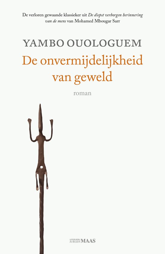 Couverture de livre avec le titre 'De onvermijdelijkheid van geweld' et une image anthropomorphe marron.