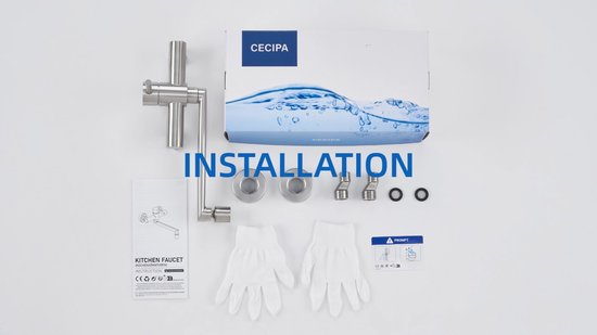 Kraan voor wandmontage, 360 graden draaibare roestvrijstalen waterkraan, keuken, wandkraan, koud en warm, eengreepsmengkraan, keukenarmatuur, wandmontage, mengkraan voor wandmontage, zwenkarm 15 cm