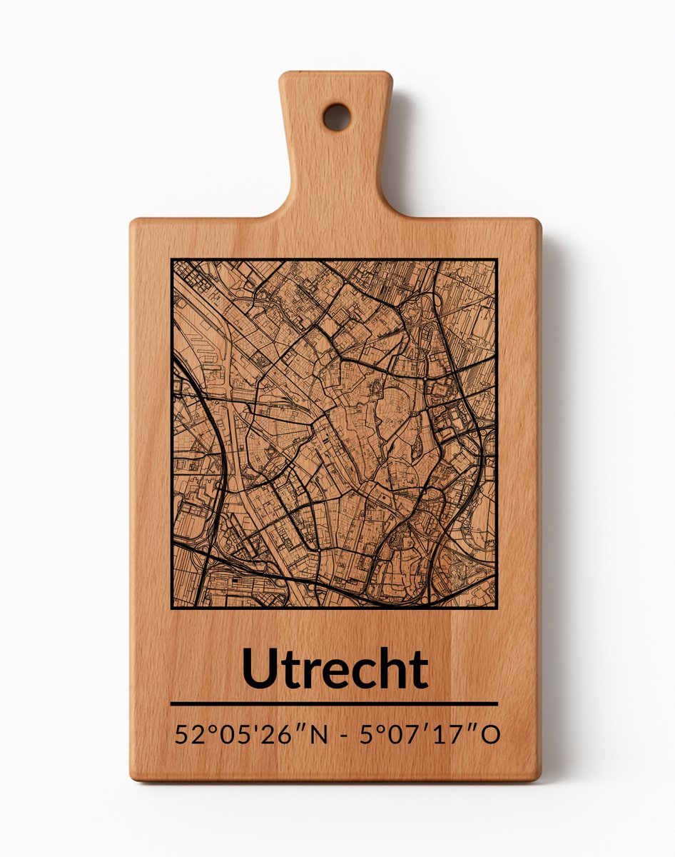 OakMan Objects - Houten Borrelplank - Utrecht Rechthoek - Tapasplank of Serveerplank - Duurzaam Beukenhout - Gegraveerd - 36x20x2 cm