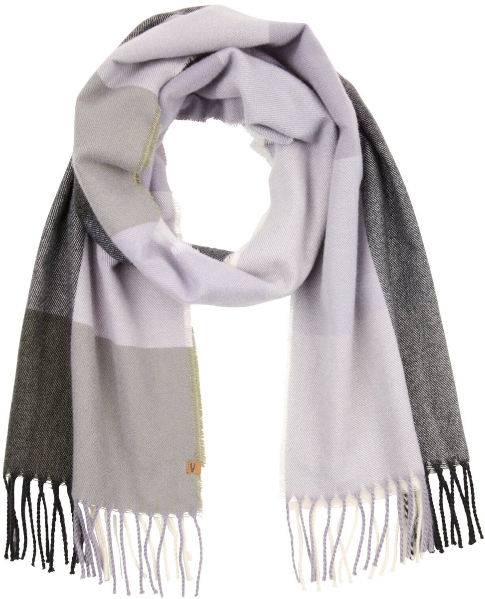 camel active Geruite sjaal met franjes - Maat womenswear-OS - Paars
