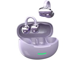 Draadloze oordopjes met Oorclip Paars - Geschikt voor Apple en Android - Bluetooth 5.4 - Draadloze oortje Bluetooth - Sport Oordopjes - Bluetooth Oordopjes - Draadloze Oordopjes - Oortjes Draadloos - In-Ear Oordopjes - Model W18