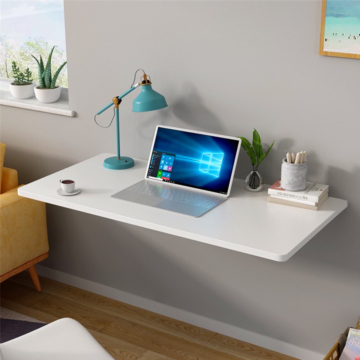 PIPIPOXER Wandtafel, opklapbare tafel, keukentafel, bureau, eettafel, opvouwbaar, 80*50cm, Wit