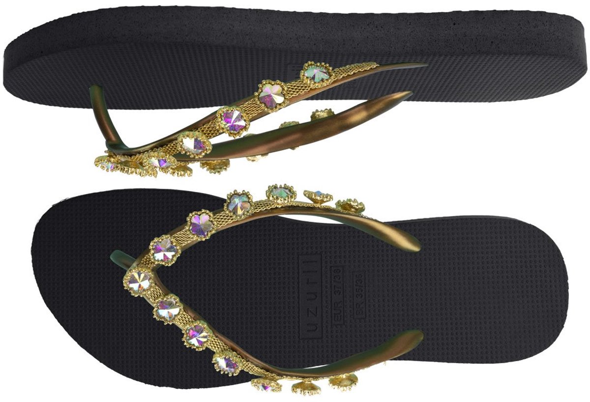 Uzurii Flower Aby dames slipper - Zwart - Maat 37/38