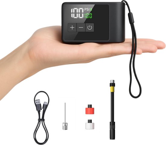 Pompe à vélo électrique portable avec lampe LED - Compacte et légère - Mini compresseur d'air adapté aux vélos et aux ballons