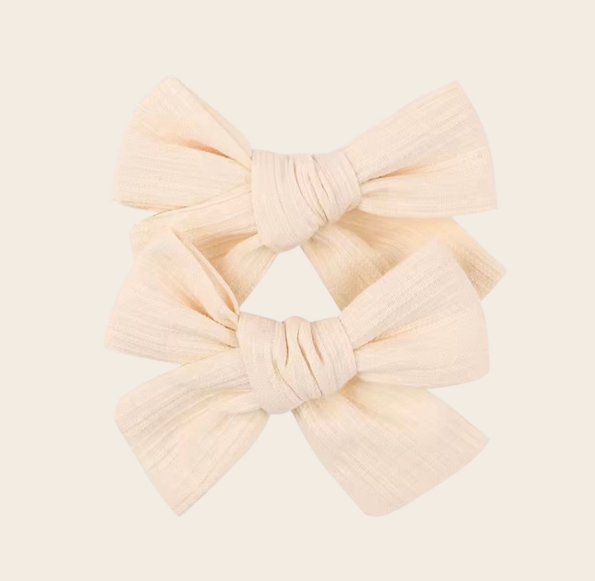 Strik Liva - Zand - Stoffen Haarstrik - Haarstrikken voor Meisjes - Haaraccessoires voor Kinderen