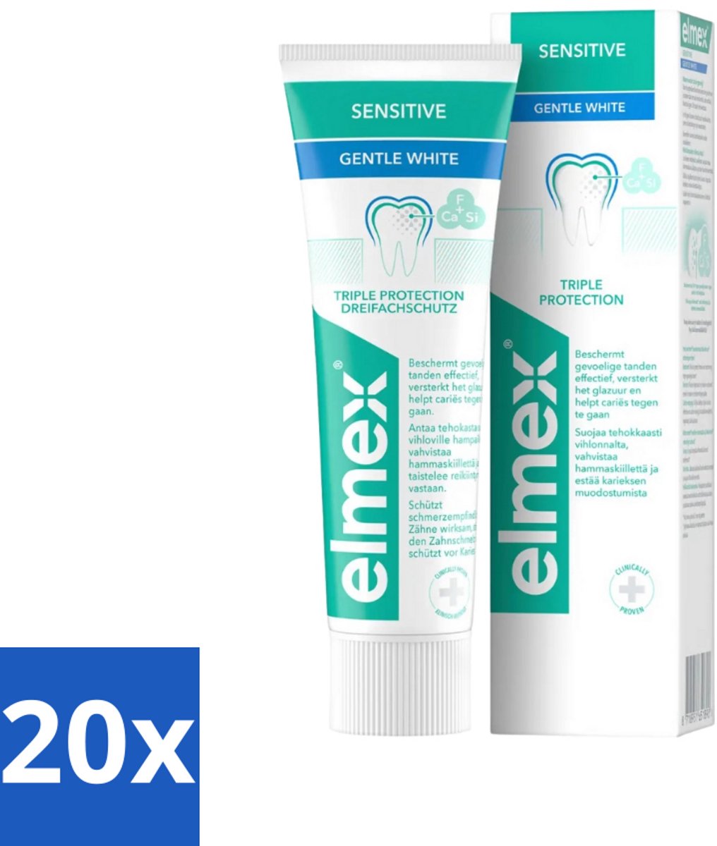 20 x Elmex Tandpasta Sensitive Gentle White 75 ml - Tandpasta - Mondhygiëne - Tanden - Tandvlees - Glimlach