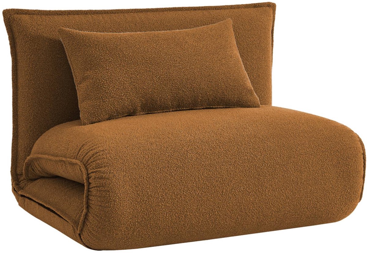 sweeek 1-zits ombouwbare stoel in gestructureerd boucle l 99 x b 80 x h 66 cm - fleeep Mosterdgeel