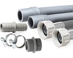 1,5m Dparts aanvoerslang en afvoerslang verlengset - 19 x 21 mm - 3/4" - wasmachine en vaatwasser afvoer en toevoer slang verlengen - waterslang verlengslang - wasmachineslang koppelstuk met slangklemmen