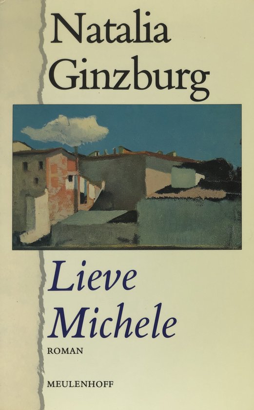Boek "Lieve Michele" van Natalia Ginzburg, met schilderij van gebouwen en lucht.