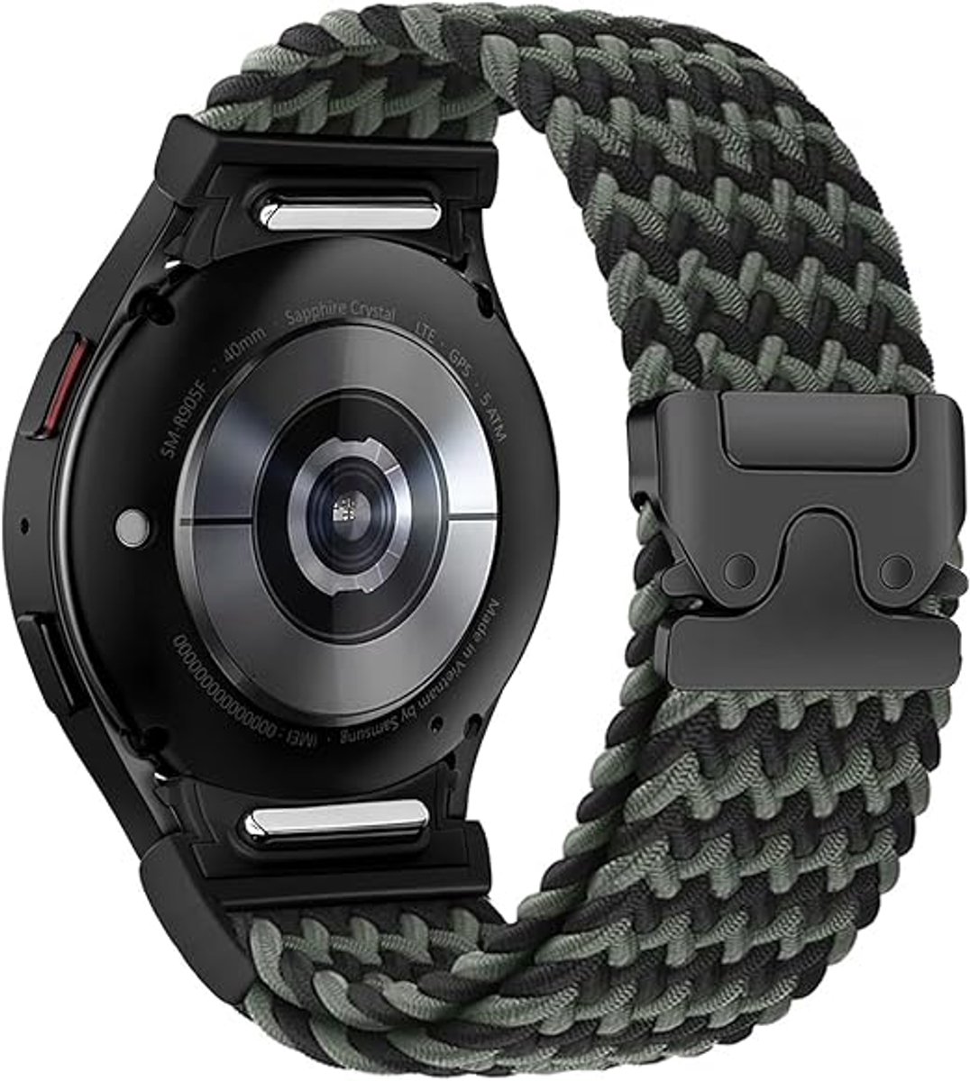 Geen Gap Nylon Gevlochten Band gescht voor Galaxy Watch 7/FE/6/5/4 40mm 44mm, Elastische Magnetische Gesp Band voor Galaxy Watch 6 Classic/4 Classic/5 Pro Herren Damen