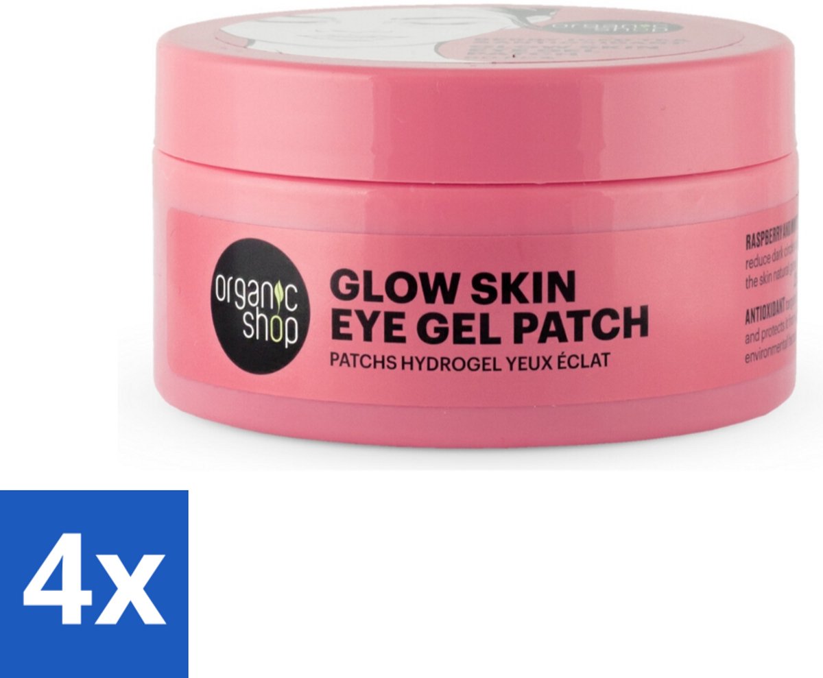 4 x Organic Shop - Eye Gel Patch Berry Iced Tea & Antioxidant - Kalmerend en Hydraterend - 60 Patches - Oogpatches - Oogverzorging - Anti-rimpel - Vermoeide Ogen - Wallen