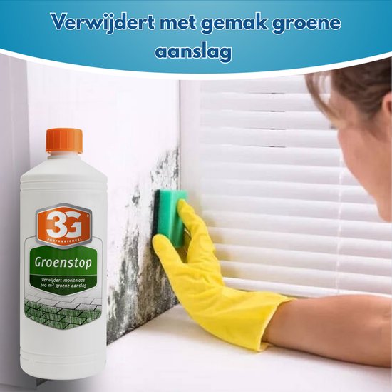 6x 3G Professioneel Groene Aanslag Verwijderaar 1 liter - Groene Aanslag Reiniger - Terras Reiniger - Mos Verwijderaar - Terras Schoonmaken - Oprit Reiniger - 6-Pack — afbeelding 3