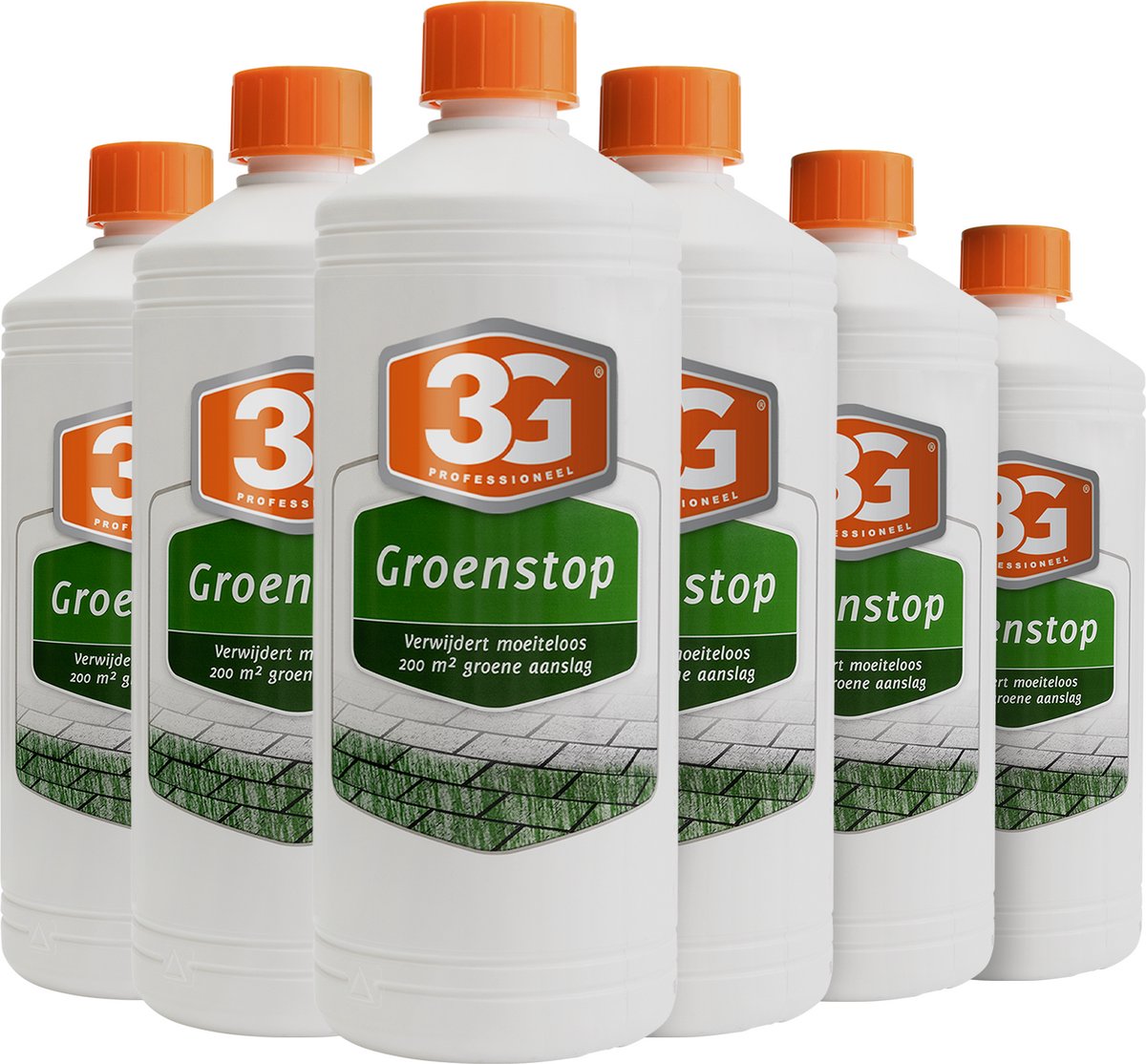 6x 3G Professioneel Groene Aanslag Verwijderaar 1 liter - Groene Aanslag Reiniger - Terras Reiniger - Mos Verwijderaar - Terras Schoonmaken - Oprit Reiniger - 6-Pack
