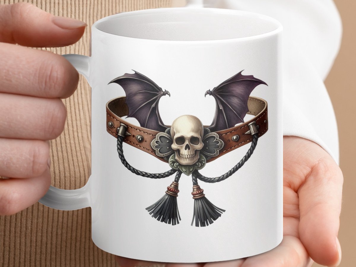 Mok Skelet Vleugels Mug, Gotische Kop, Alternatieve Koffiemok, Halloween Decoratie, Unieke Thee mok, Duistere Fantasy Mok, Gift Idea