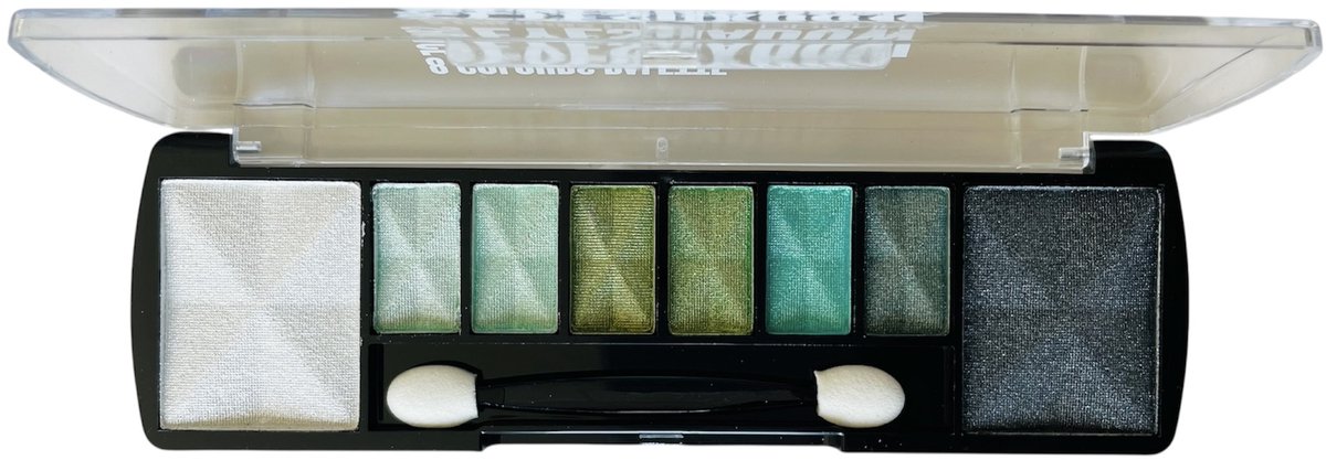 Bol.com D'Donna - Oogschaduw Palette - Space Verde - met lange applicator - 8 kleuren: wit / groen / zwart - 1 doosje met 10 gra... aanbieding