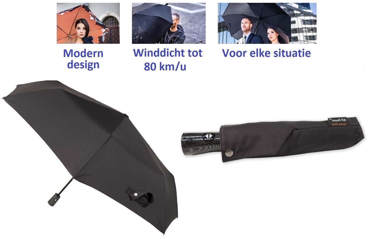 Paraplu voor heren - Paraplu voor mannen - Herenparasol. Automatische open en te sluiten paraplu. Stormparaplu - Winddicht tot 80 km/u. Carbon Steel. Lichtgewicht en Duurzaam - Ø 100 cm. Reisparaplu / Waterdicht / Modern design / Hoge kwaliteit.