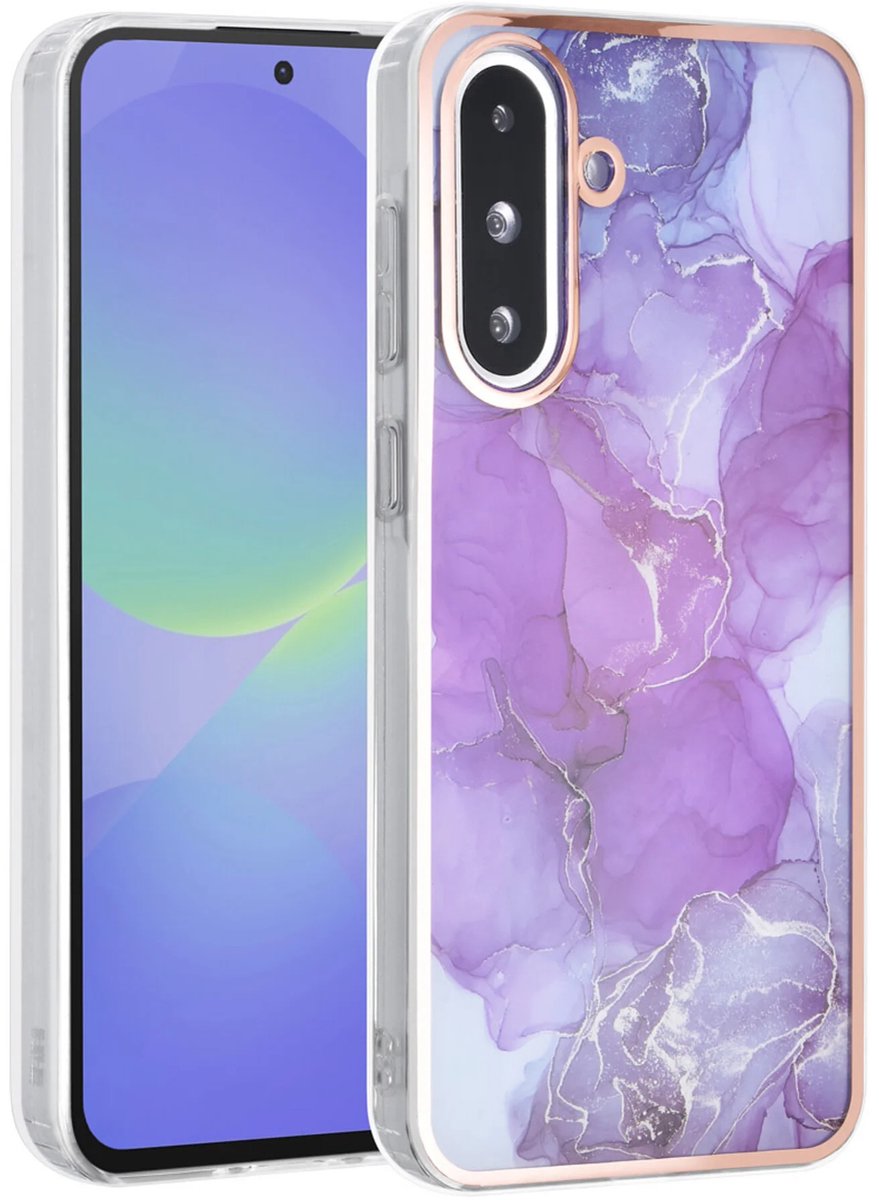 TPU Back Cover hoesje - Marble Paars Print - Geschikt voor: Samsung Galaxy A56