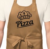 Astuce pour la fête des pères ! - Chef Pizza - Tablier de cuisine - Tablier de cuisine - BBQ - Tablier de barbecue - Cuisine - Drôle - Femmes Hommes - Beige - Dessins d'âne