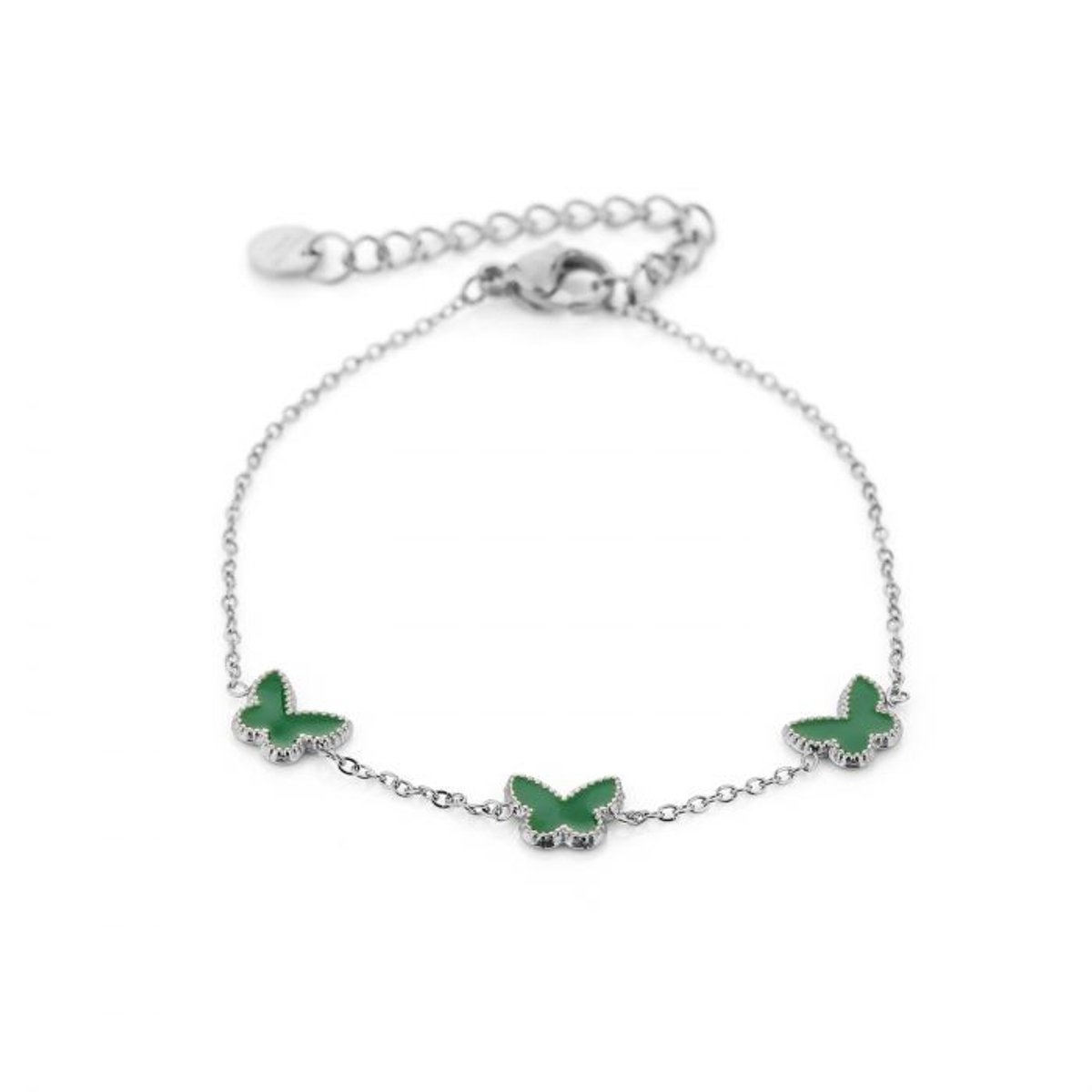 Armband met vlinders - stainless steel - zilver