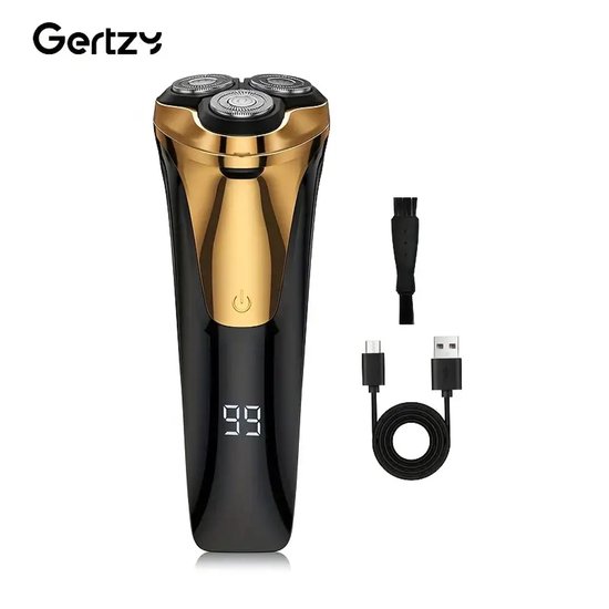 2in1 Gertzy Scheerapparaat - Digitale 3koppen Body Shaver + Precisie/Baardtrimmer - Usb-Oplaadbare 2in1 Shaver - Perfecte Reiseditie + Reisslot - Ultieme Lichaamshaar Verzorging - Zwart, Goud