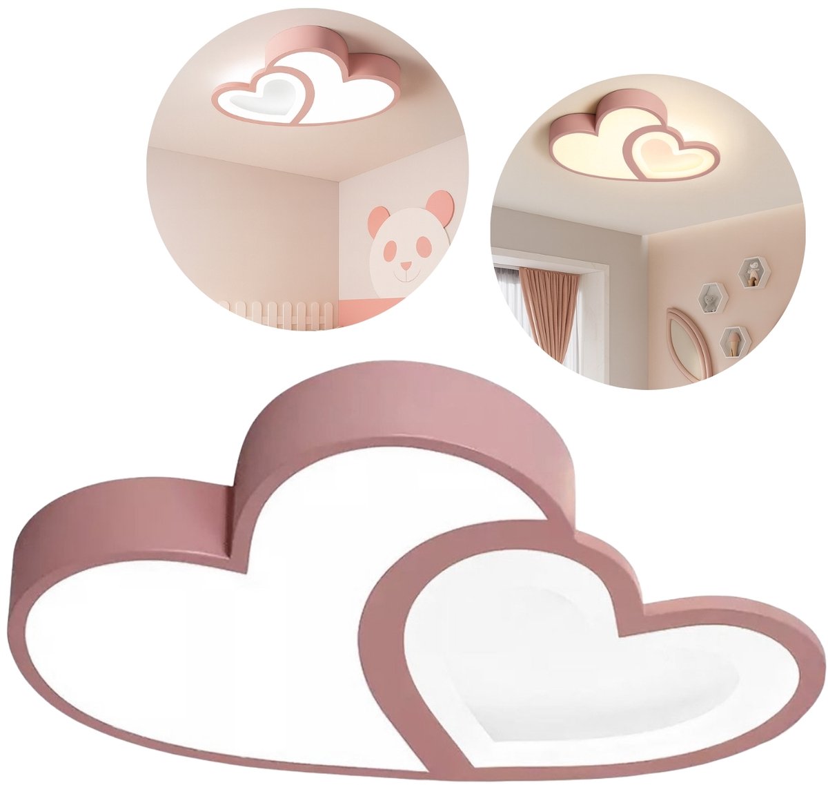 Fubzz LED Plafondlamp Kinderkamer - Plafonniere - Hartjesvorm - Roze Design - Energiezuinig 220V - 3 Standen - Meisjeskamer Decoratie