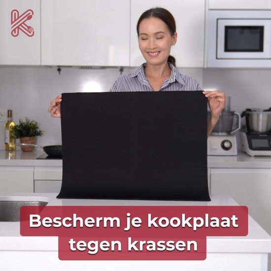 KitchyMist Inductie Beschermer 90x52 cm - Zwart Effen - Kookplaat Beschermer - Afdekplaat voor Kookplaat - Inductie Mat - Spatscherm Achterwand Keuken