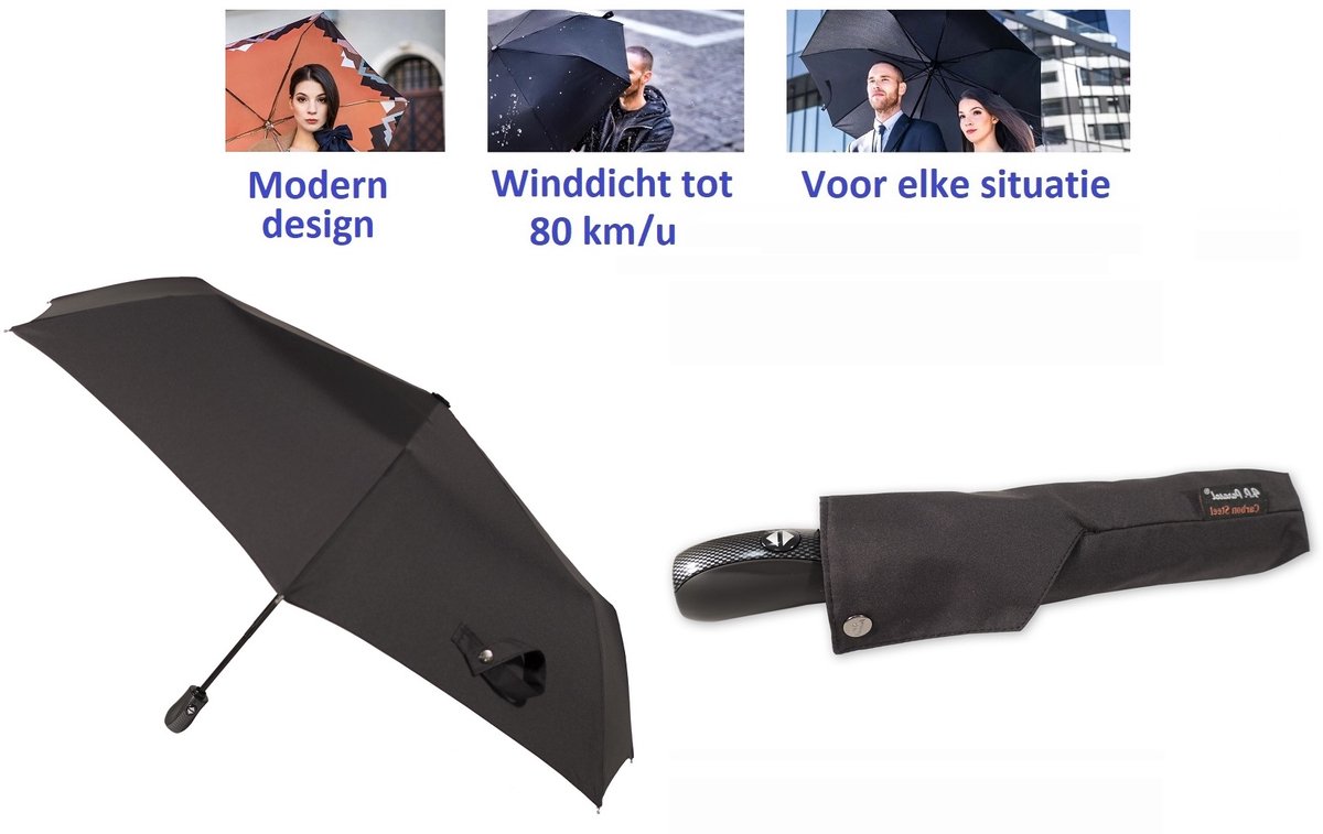 Paraplu voor dames, heren en familie. Automatische open en te sluiten paraplu. Stormparaplu - Winddicht tot 80 km/u. Carbon Steel. Lichtgewicht en Duurzaam - Ø 100 cm. Reisparaplu / Waterdicht / Automatisch / Modern design / Hoge kwaliteit.