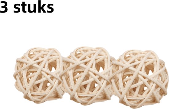 3 stuks - rotan ballen - huisdier speelgoed - aromatherapie accessoires decoratieve ballen - planten gevlochten ornamenten - natuurlijke kleur 5cm