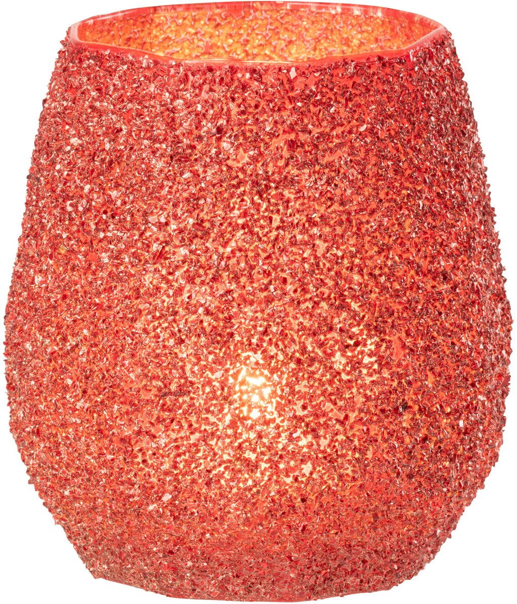 J-Line theelichthouder - glas - rood - large