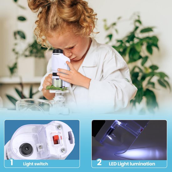 Microscope de poche à grossissement 60x-120x, microscope portable, microscope compact à éclairage LED pour enfants et adultes  1420