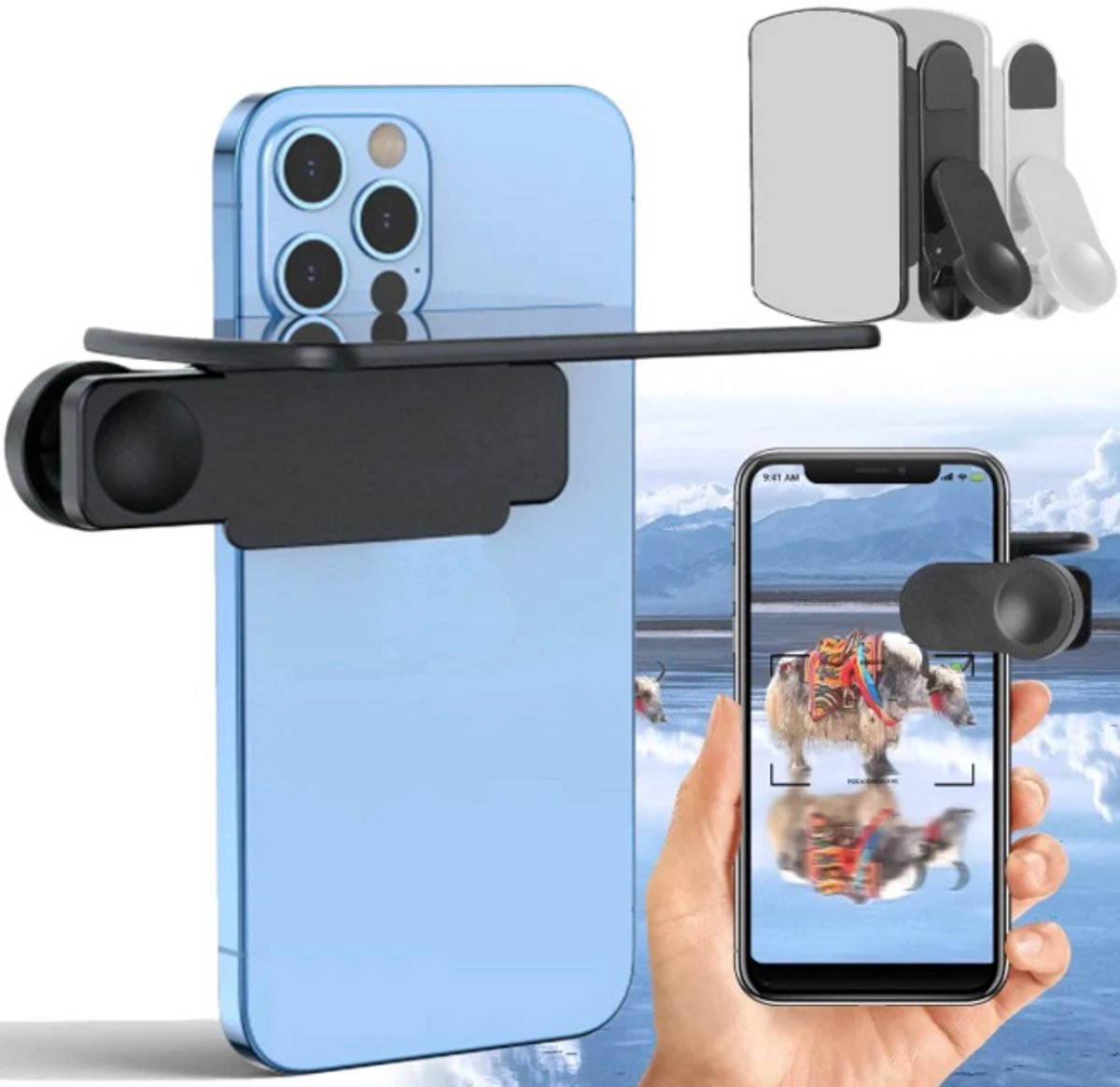 Selfie Spiegel voor Smartphone – Verstelbare Telefoon Clip Geschikt voor iPhone & Android – Vloggen, Video Maken & Content Creatie